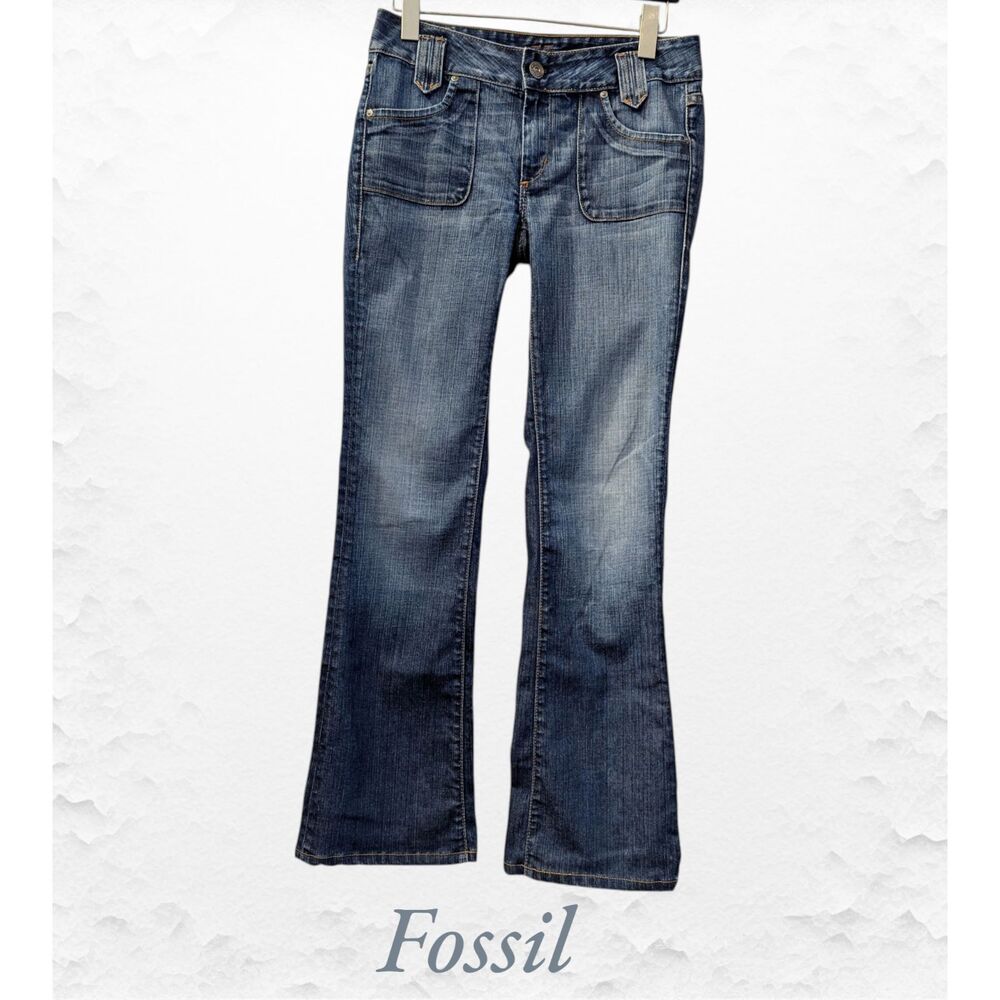 Genuine Fossil Denim Boot Cut, Distressed,Low Rise Jeans  Sz 28